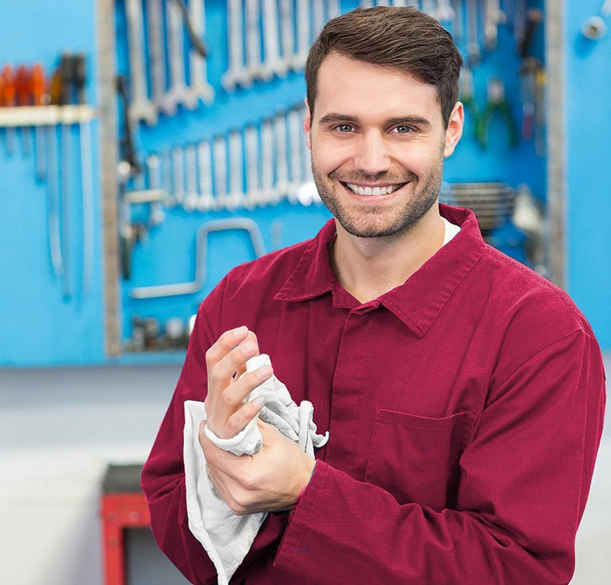 SIMPLI-MAGIC 79142 Shop Towels 14"x12", Pack of 150, Cotton, White SIMPLI-MAGIC