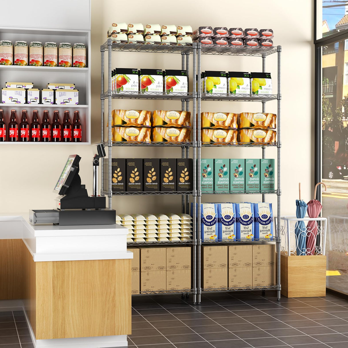 SINGAYE 6-Shelf Wire Shelving Unit, Adjustable Metal Shelves, Standing Shelf, 21.25" W X 11.41D X 69 "H (Silver) SINGAYE