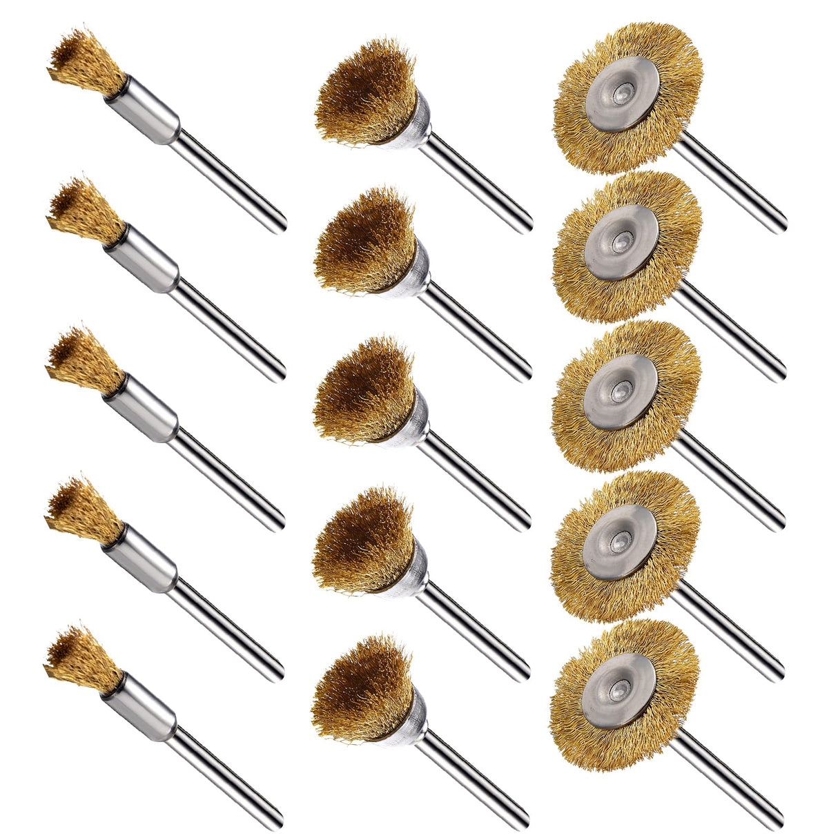 EASYIKI 15 Pieces Copper Wire Brushes, Wire Brush Wheel, Copper Wire Polishing Wheel Kits for Dremel Rotary Tools (1/8 Inch Shank) EASYIKI