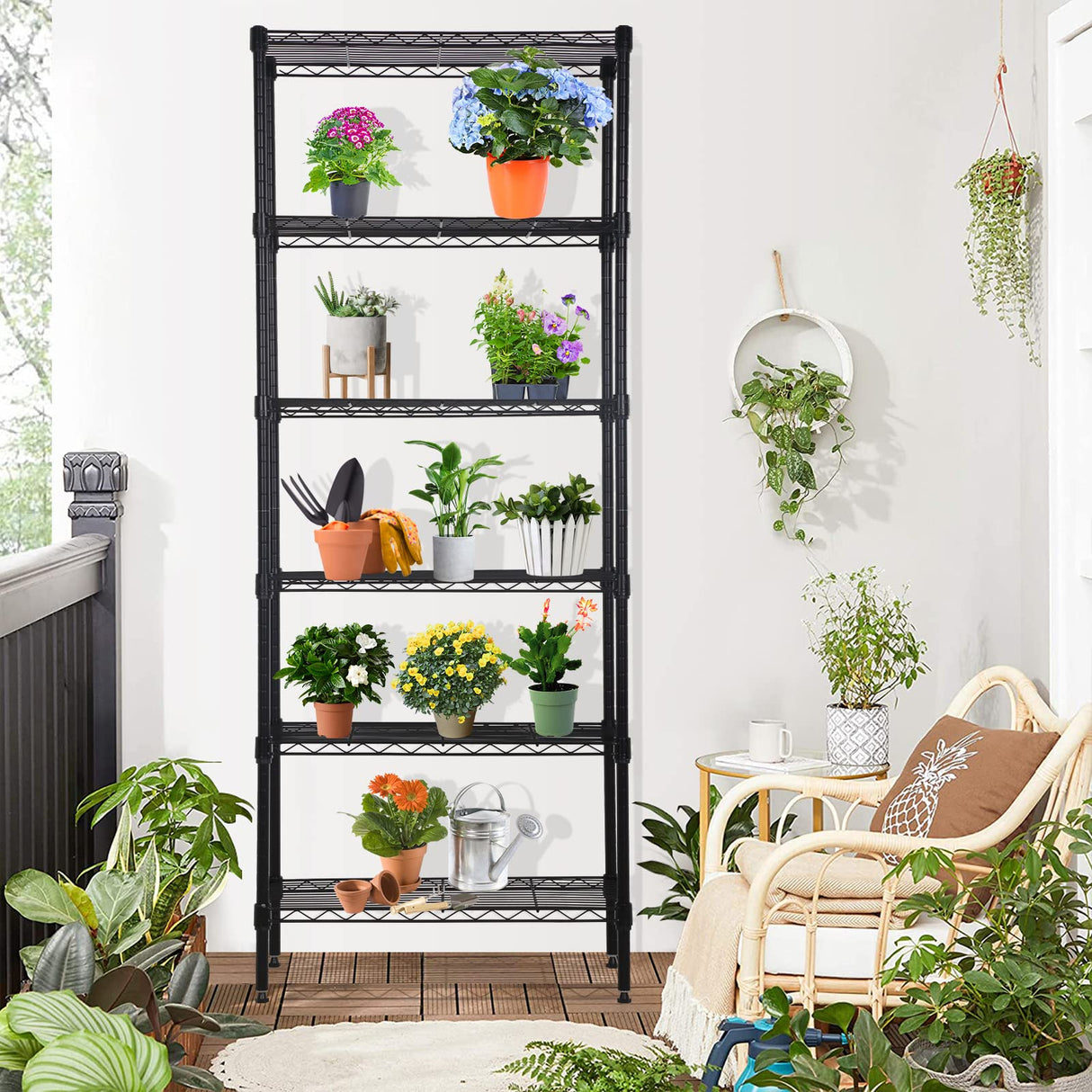 YYkokocat 6-Tier Wire Shelving Unit Detachable Storage Shelves with 8 Adjustable Feet 59" H x 23" x 13" Kitchen Storage Rack Adjustable Metal Shelf YYkokocat