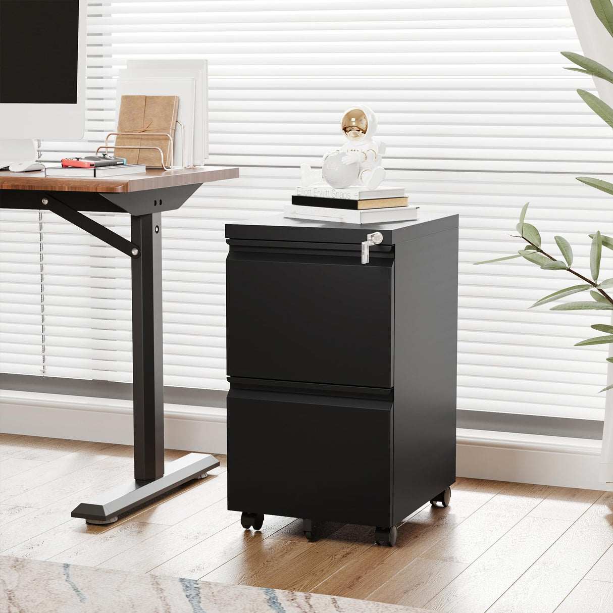 Letaya Mobile File Cabinet with Lock,2 Drawer Under Desk Metal Rolling Filing Cabinets for Home Office Organizer Letters/Legal/A4(Required Letaya