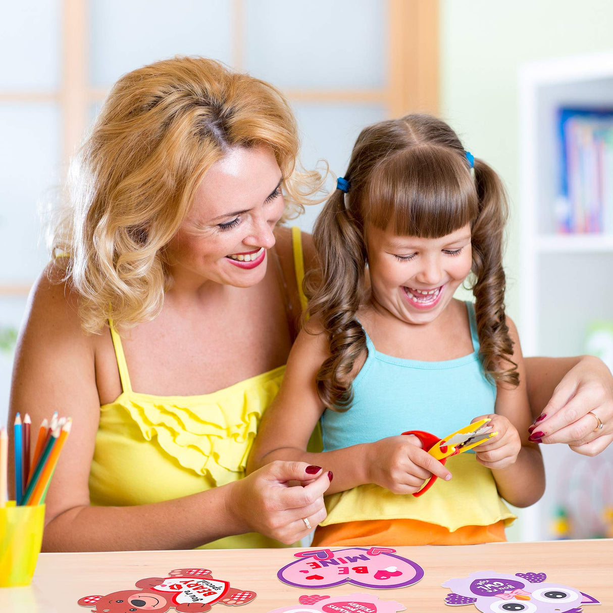 Valentine's Day Crafts Kits DIY Valentine Decorations Hanging Ornaments, Lanyards for Kids Family Entertainment Activities, 4 Styles (24 Sets) Sumind