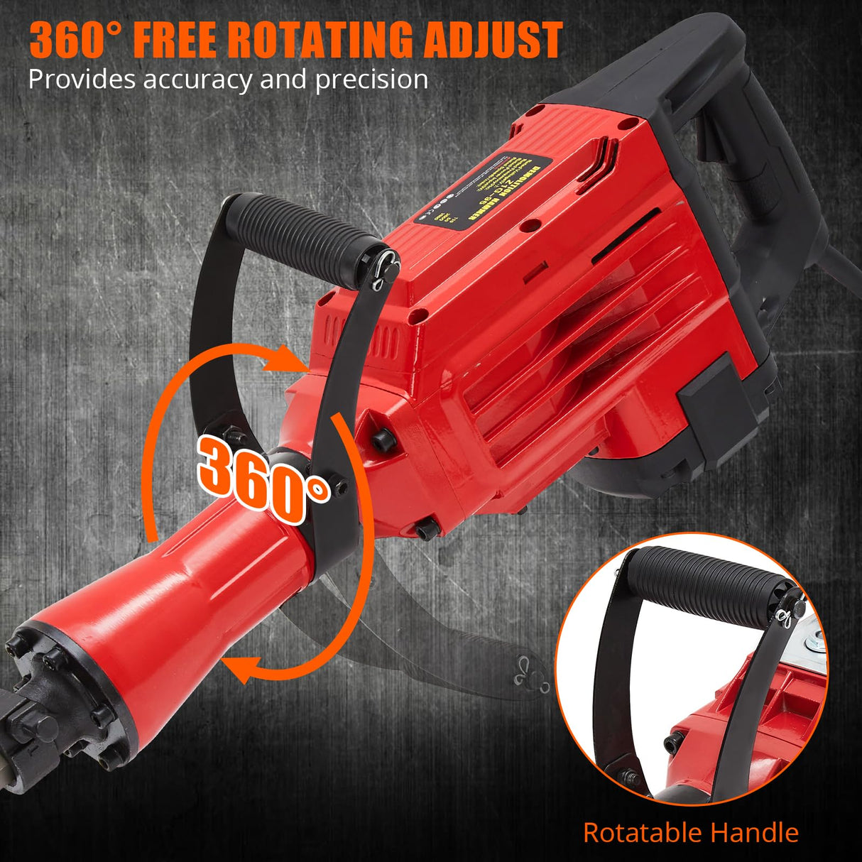 3600W Demolition Jack Hammer, Jack Hammer Concrete Breaker Tool Kit, 6pcs Chisels Bit Set W/Case, Noise-Canceling Earplug, Shoulder Strap Aprafie