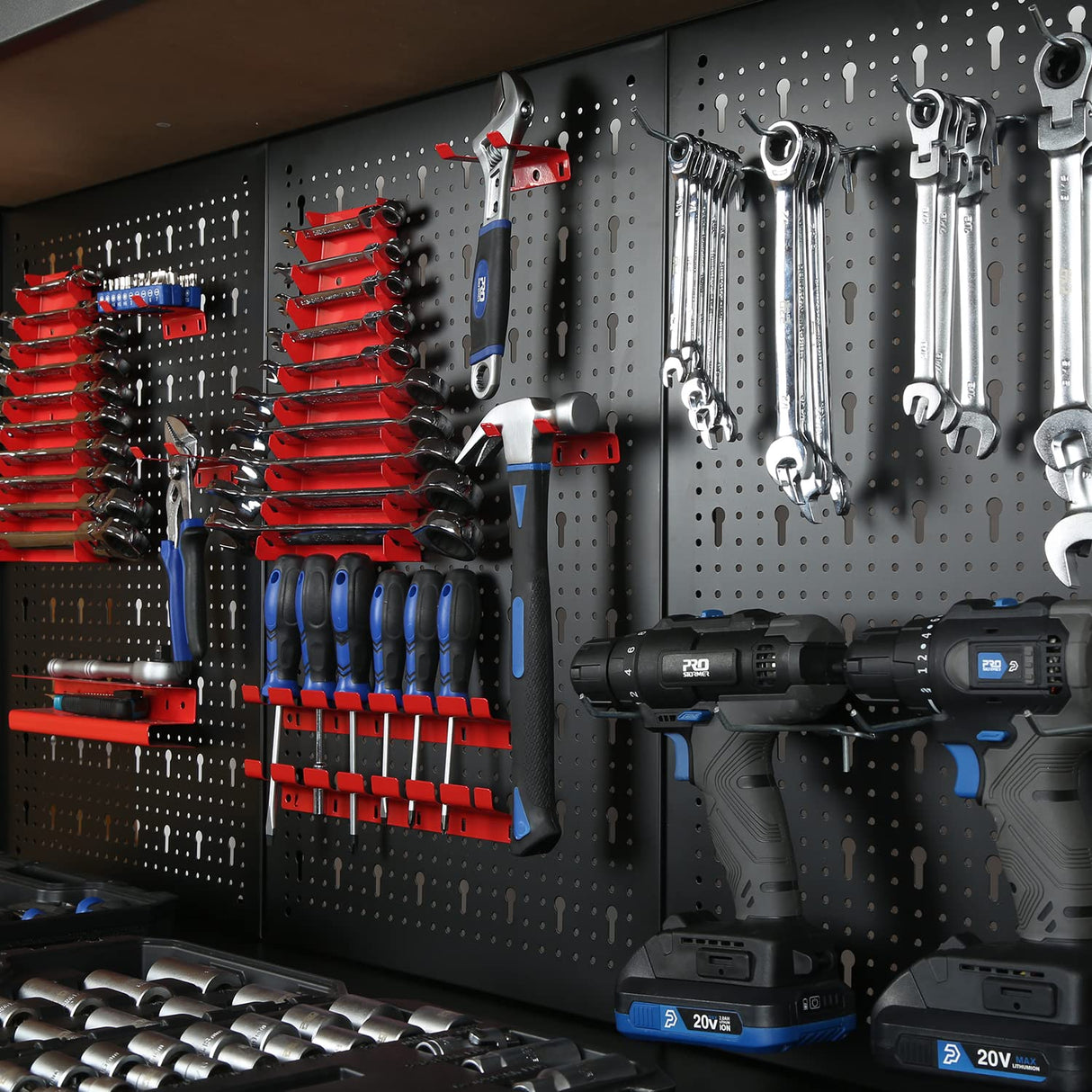 47”Workbench, Heavy-Duty Steel Tool Workbench with Pegboard Shelves, 330Lbs Multipurpose Work Benches for Garage, Home, Workshop Storage Prostormer