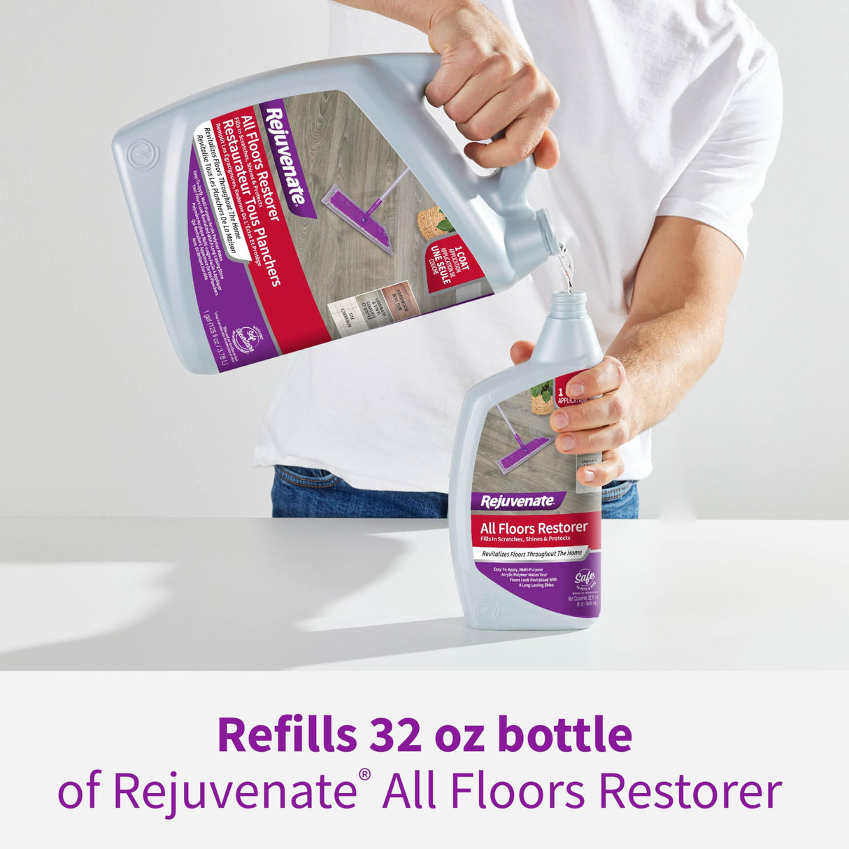 Rejuvenate All Floors Restorer and Polish Fills in Scratches Protects & Restores Shine No Sanding Required (128 oz) Rejuvenate