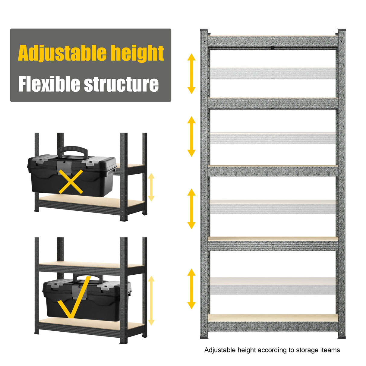 PrimeZone 2 Packs 28" W x 12" D x 59" H Garage Storage Shelves, 5 Tier Adjustable Storage Shelving Unit, Utility Standing Shelf Rack Organizer for PrimeZone