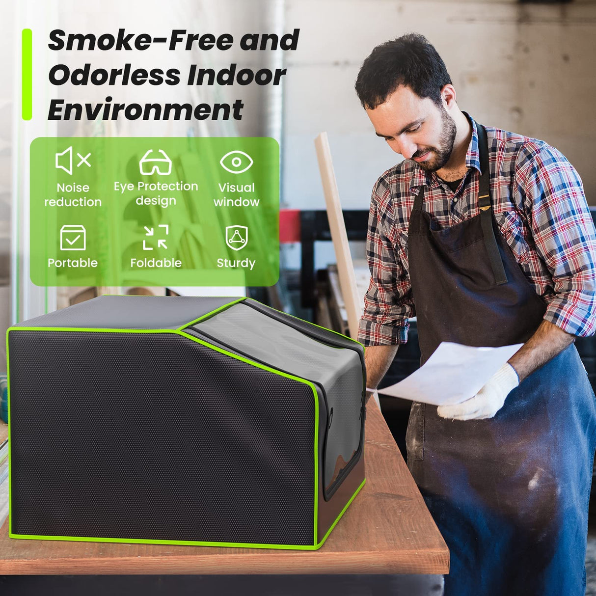 BROVR Laser Engraver Enclosure with Exhaust Fan, Pipe, LED Light, Fireproof Laser Enclosure for Most Laser Cutter, Laser Accessories Effectively BROVR