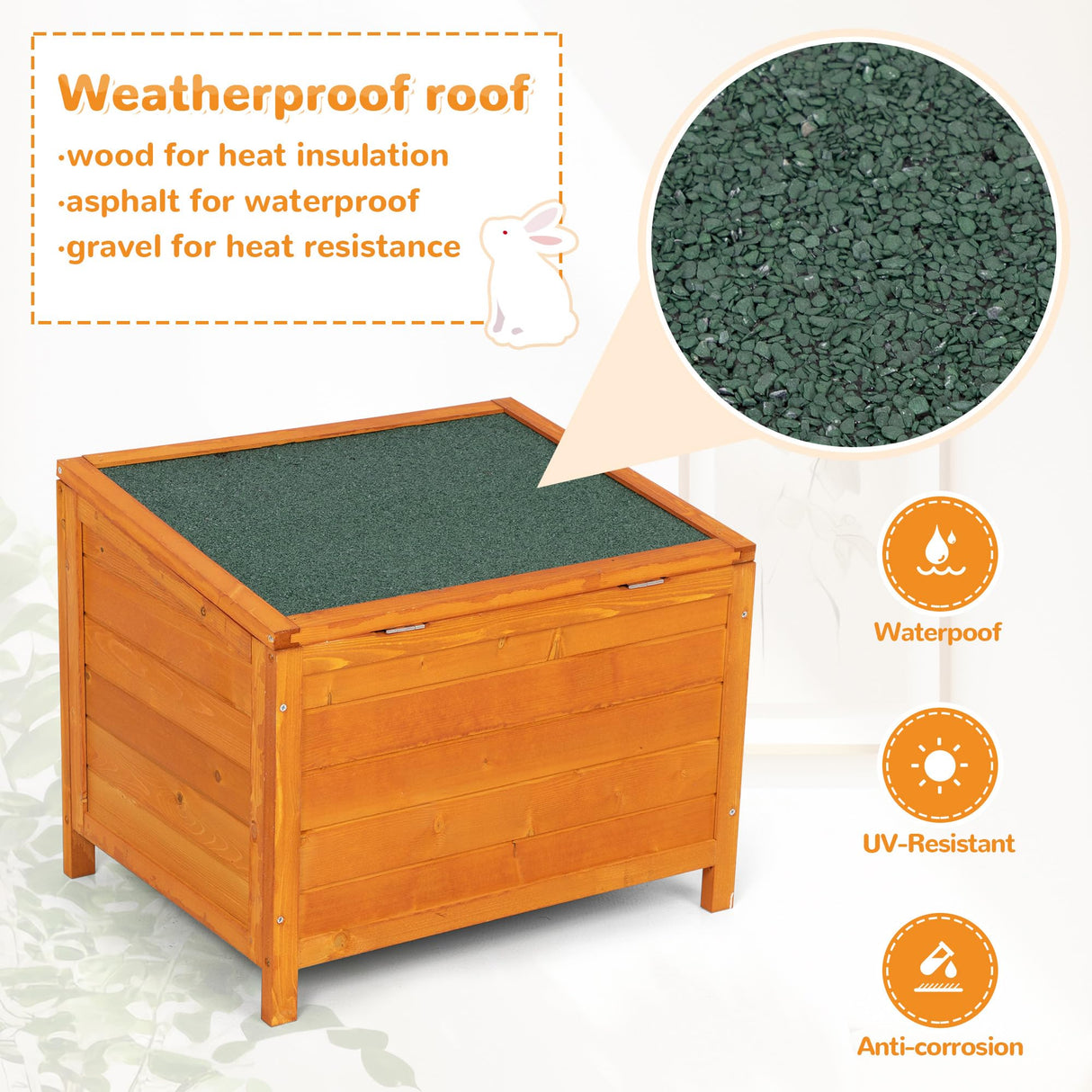 Wooden Rabbit Hutch,Elevated Bunny Cage, Cat House, Pet Box with Green Roof, Small Animal Home Sandinrayli