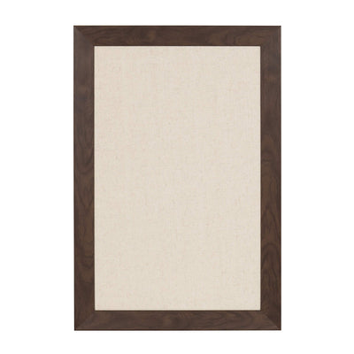 DesignOvation Beatrice Framed Linen Fabric Pinboard, 18x27, Walnut Brown
