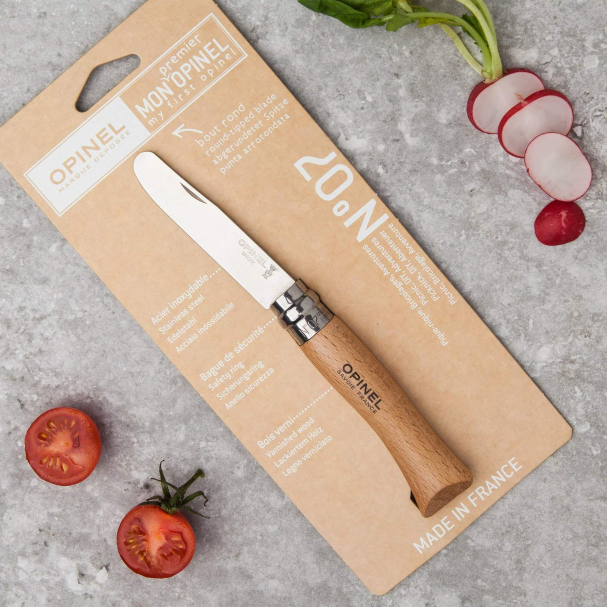 Opinel My First No.7 Stainless Steel Children’s Folding Pocket Knife with Safety Rounded Tip, Painted Handles Opinel