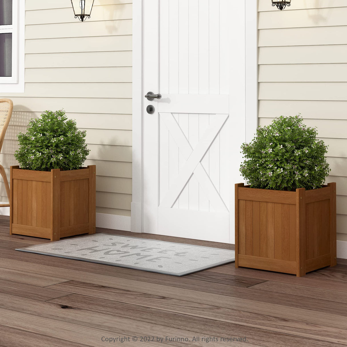 Furinno FG16450 Tioman Hardwood Flower Box, One-Pack, Natural Furinno