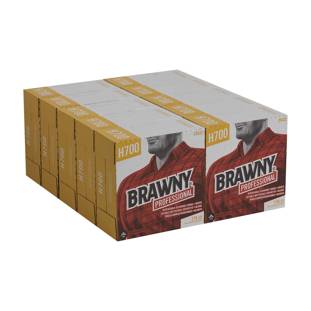 Georgia-Pacific Brawny Professional Heavyweight Disposable Shop Towels, White, 29322, 176 Towels Per Box, 10 Boxes Per Case (1760 Total) Georgia-Pacific