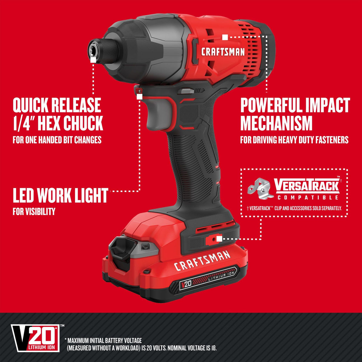 CRAFTSMAN V20 MAX Cordless Drill and Impact Driver, Power Tool Combo Kit with 2 Batteries and Charger (CMCK200C2AM) Craftsman