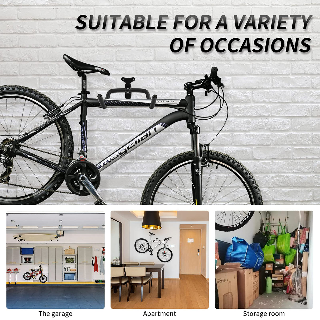 Auwey 2Pack Foldable Adjustable Bike Wall Mount Bicycle Storage Rack, Heavy Duty with Rubber Coating, Space Saving Auwey