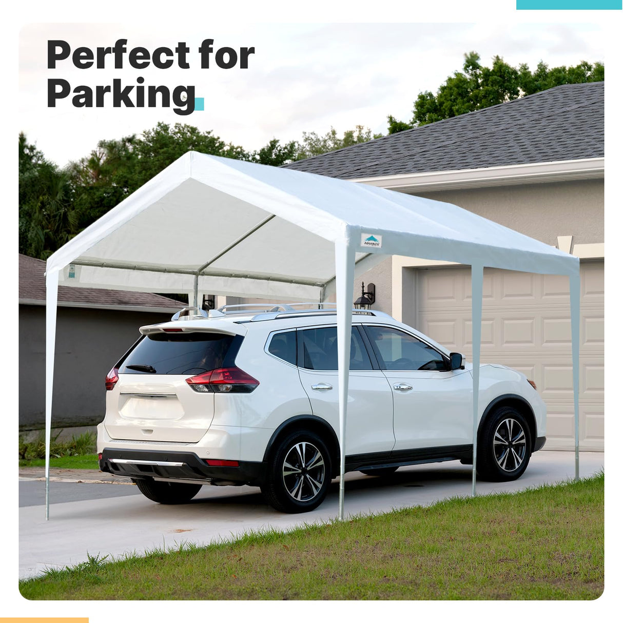 ADVANCE OUTDOOR Adjustable 10x20 ft Heavy Duty Carports Car Canopy Garage Boat Shelter Party Tent, Adjustable Height from 9.5 ft to 11 ft, White ADVANCE OUTDOOR