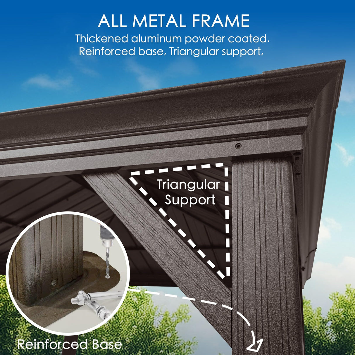 Kozyard Alexander 12' X 20' Hardtop Gazebo, Aluminum Metal Gazebo with Galvanized Steel Double Roof Canopy, Curtain and Netting, Permanent Gazebo Kozyard