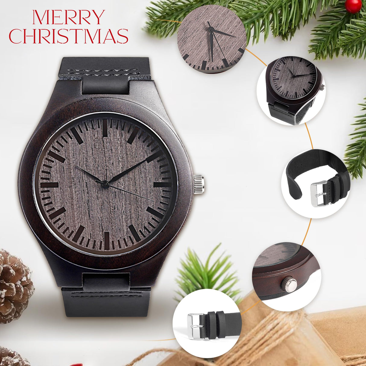 UFOORO Valentines Gifts Engraved Wooden Watches for Men, Natural Wood Watch Personalized Gifts Customized Watch for Dad Son Husband Birthday UFOORO