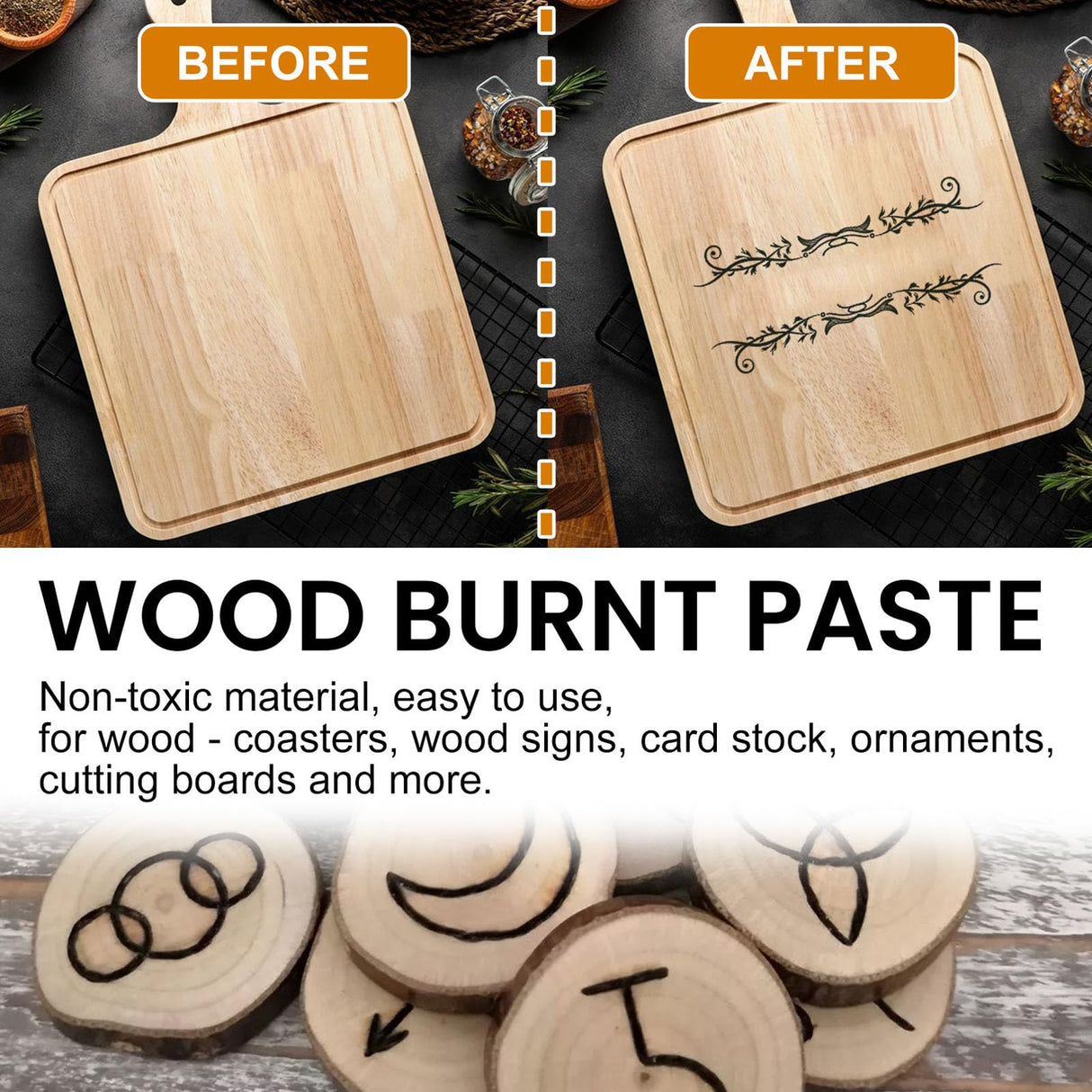 2PCS Wood Burning Paste, Wood Burning Gel, Stable Heat Activated Paste Wood Working Tools and Accessories for DIY Crafting Home Decor 120ml Pomya