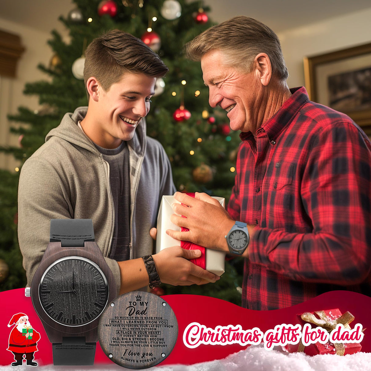 UFOORO Fathers Day Wooden Watches for Men, Natural Wood Watch Personalized Gifts Watch for Dad Birthday Graduation Mothers Day for Dad Gifts UFOORO