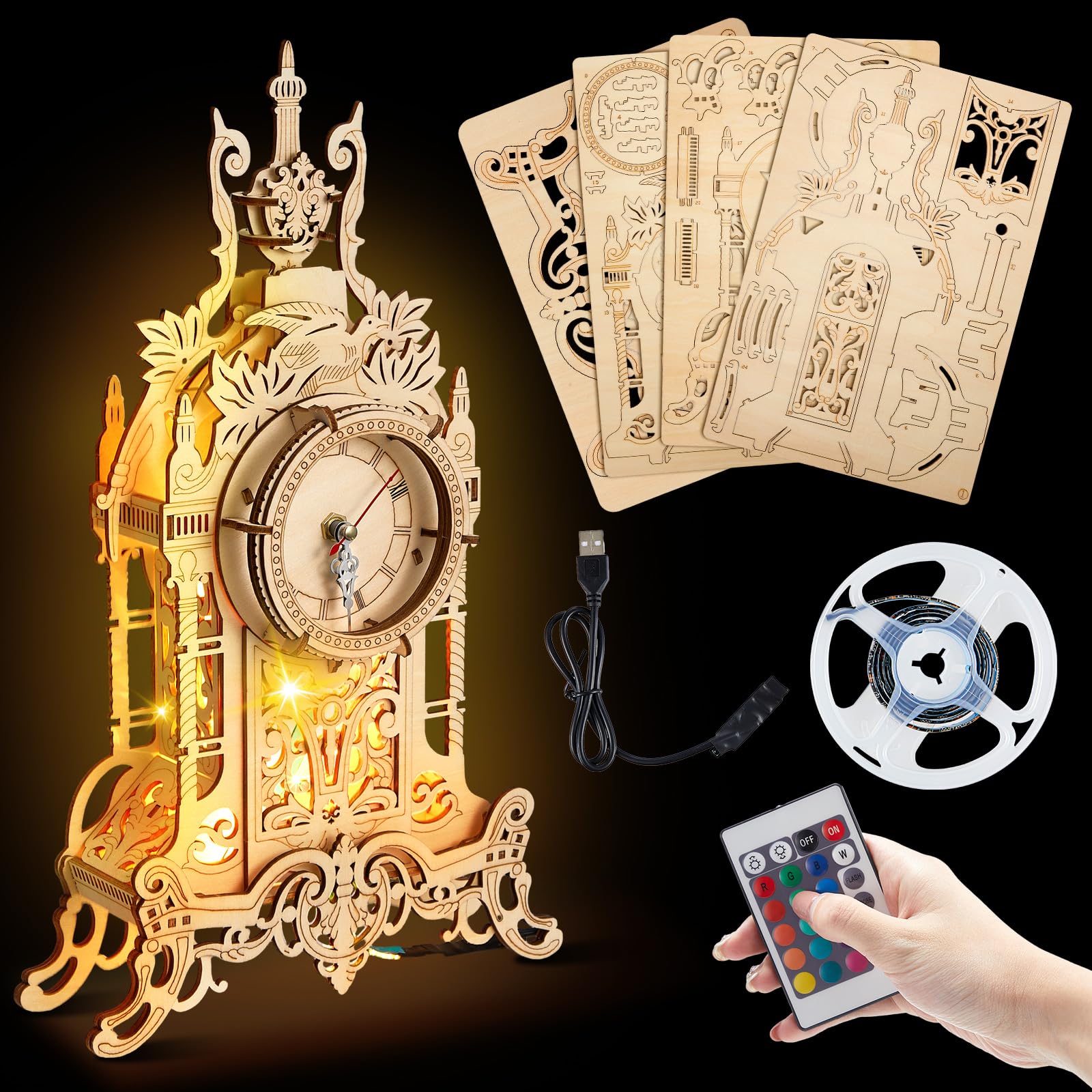 Liliful 3D Wooden Puzzle Luminous LED Tower Clock Models for Adults to Build  DIY Wood Clock Puzzle Desktop Clock Making Kit Architectural Model Building  Puzzle for Birthday DIY Project – WoodArtSupply