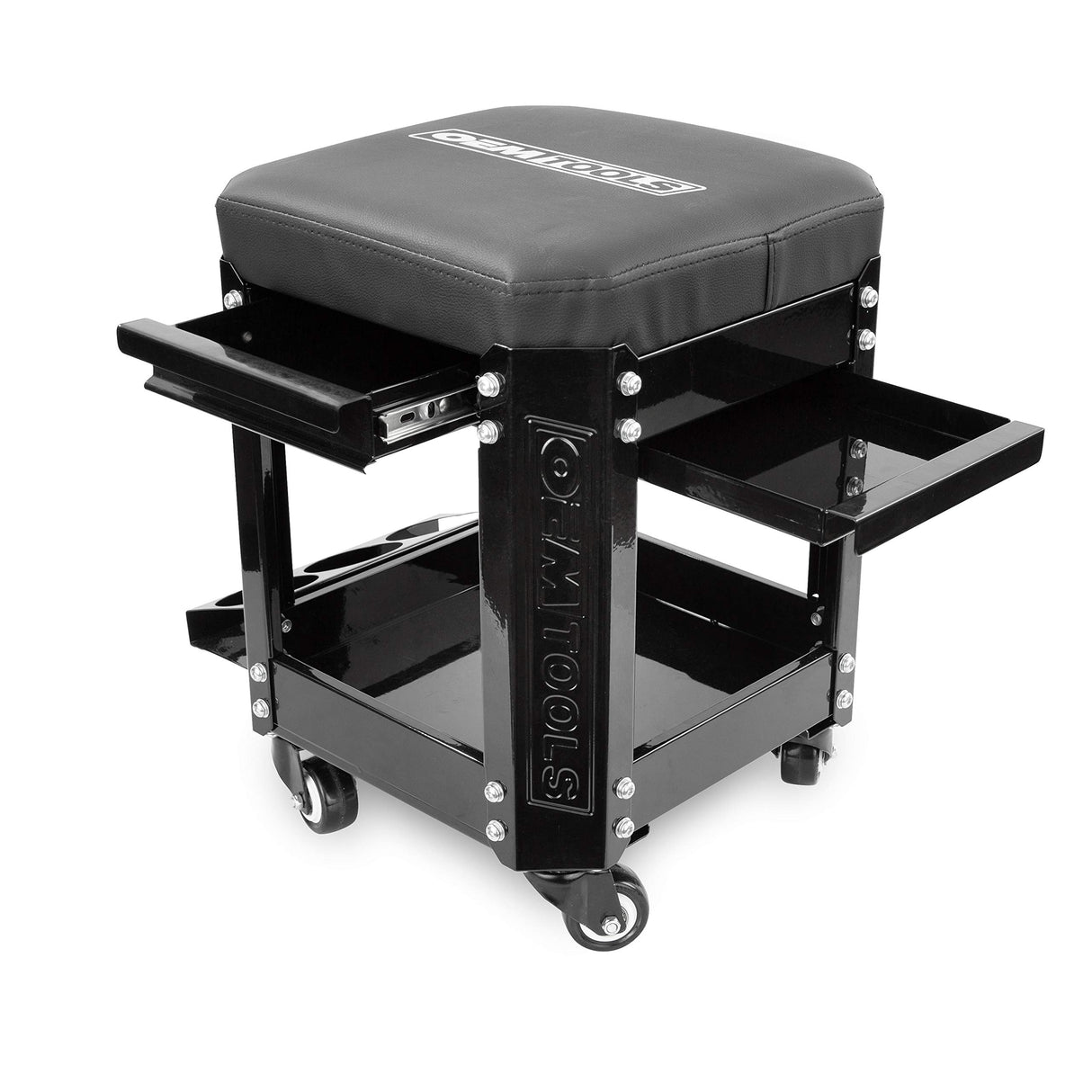 OEMTOOLS 24994 Workshop Creeper Seat (Black), Mechanics Stool with Wheels, Rolling Work Seat with Built In Toolbox, Mechanic Roll Chair with OEMTOOLS