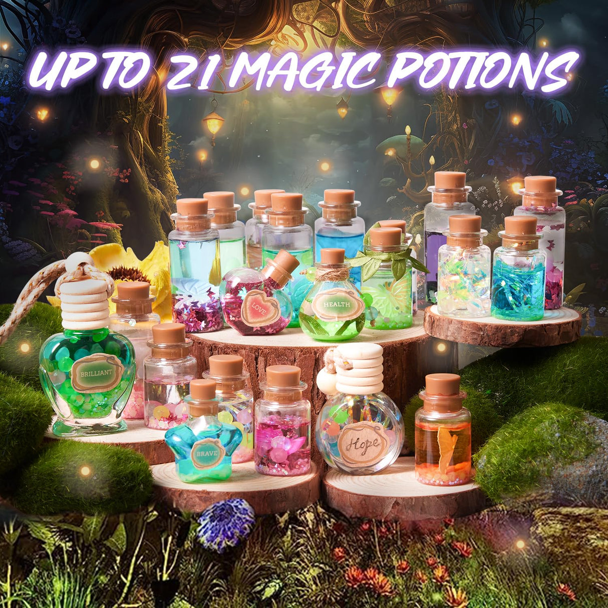 MIROLA KIDS Fairy Magic Potion Kit for Kids, Display Box Glow in The Dark, DIY Creative Craft Kit with 21 Bottles, Stocking Stuffer for Kids, DIY MIROLA KIDS