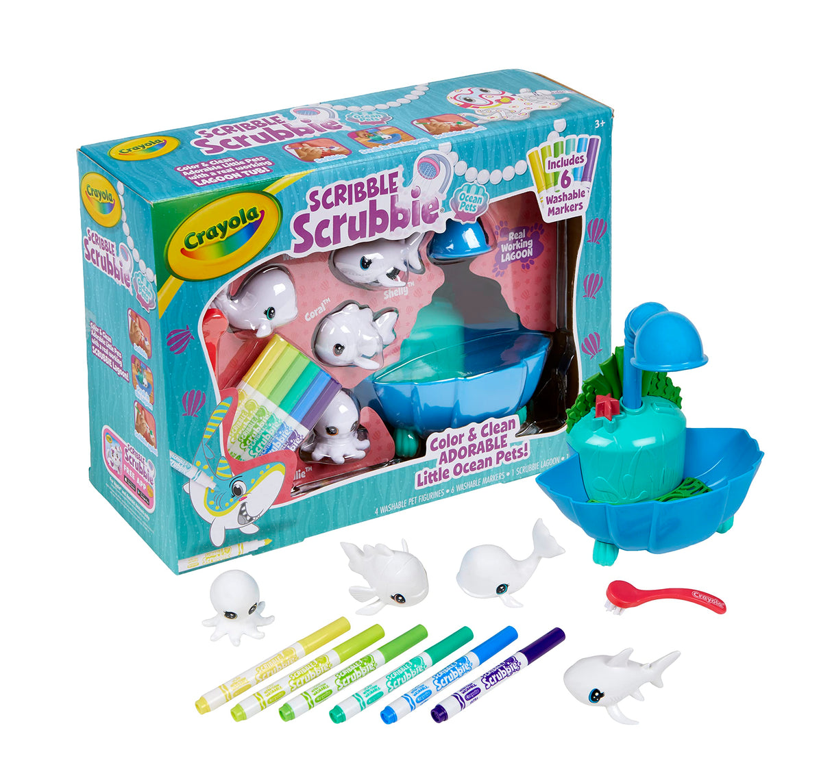 Crayola Scribble Scrubbie Pets Blue Lagoon Playset, Pet Toys For Girls & Boys, Gifts For Kids Ages 3+ Crayola