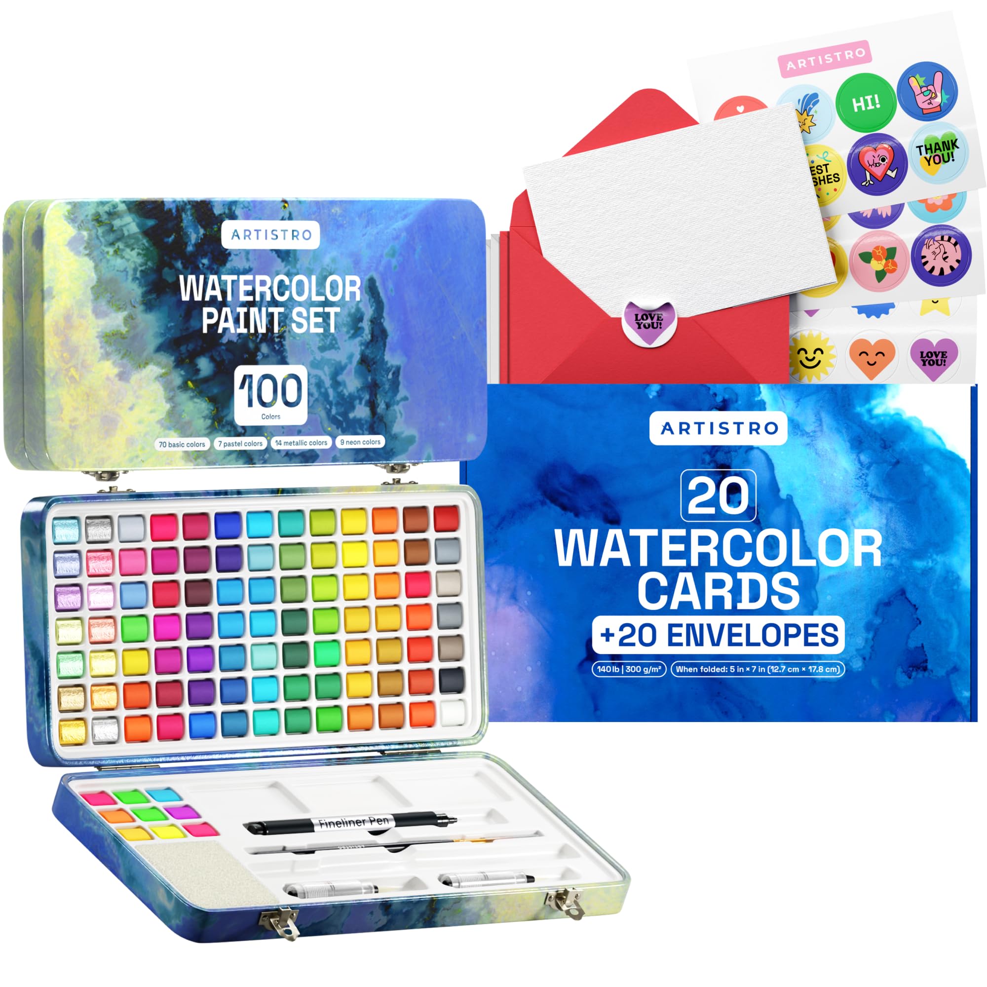 ARTISTRO 20 Watercolor Cards and 20 Envelopes 5x7 Inches - Heavyweight –  WoodArtSupply