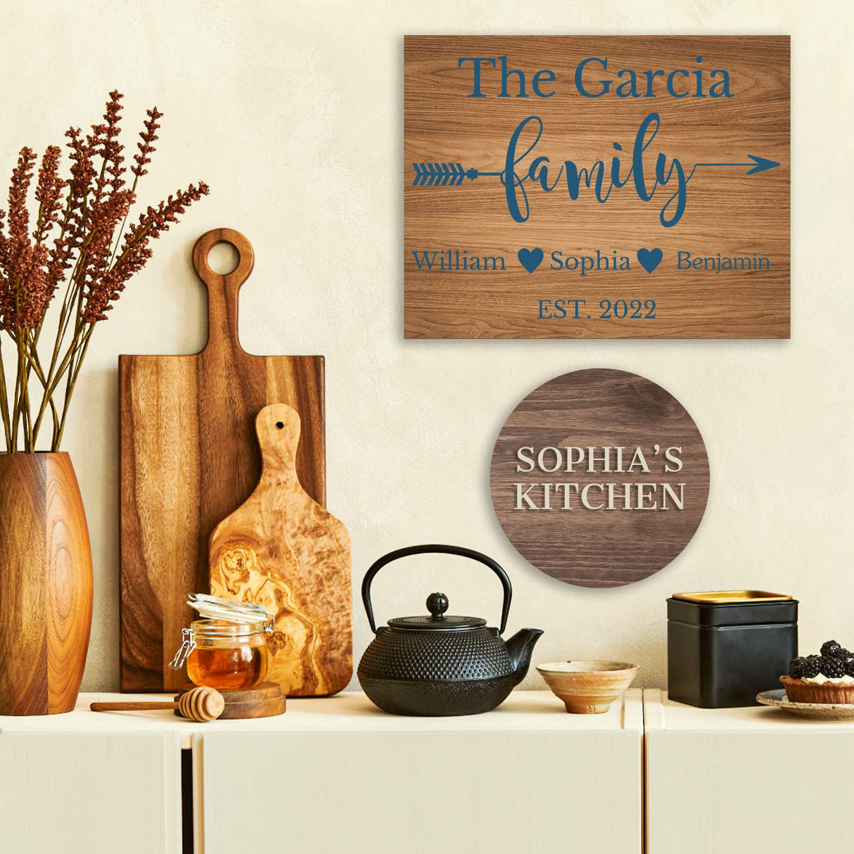 Custom Wood Signs Personalized Family Name Sign for Home Decor Customized Wooden Name Plaques Board with Text for Wall Art Door Kitchen Farmhouse SIMIEEK