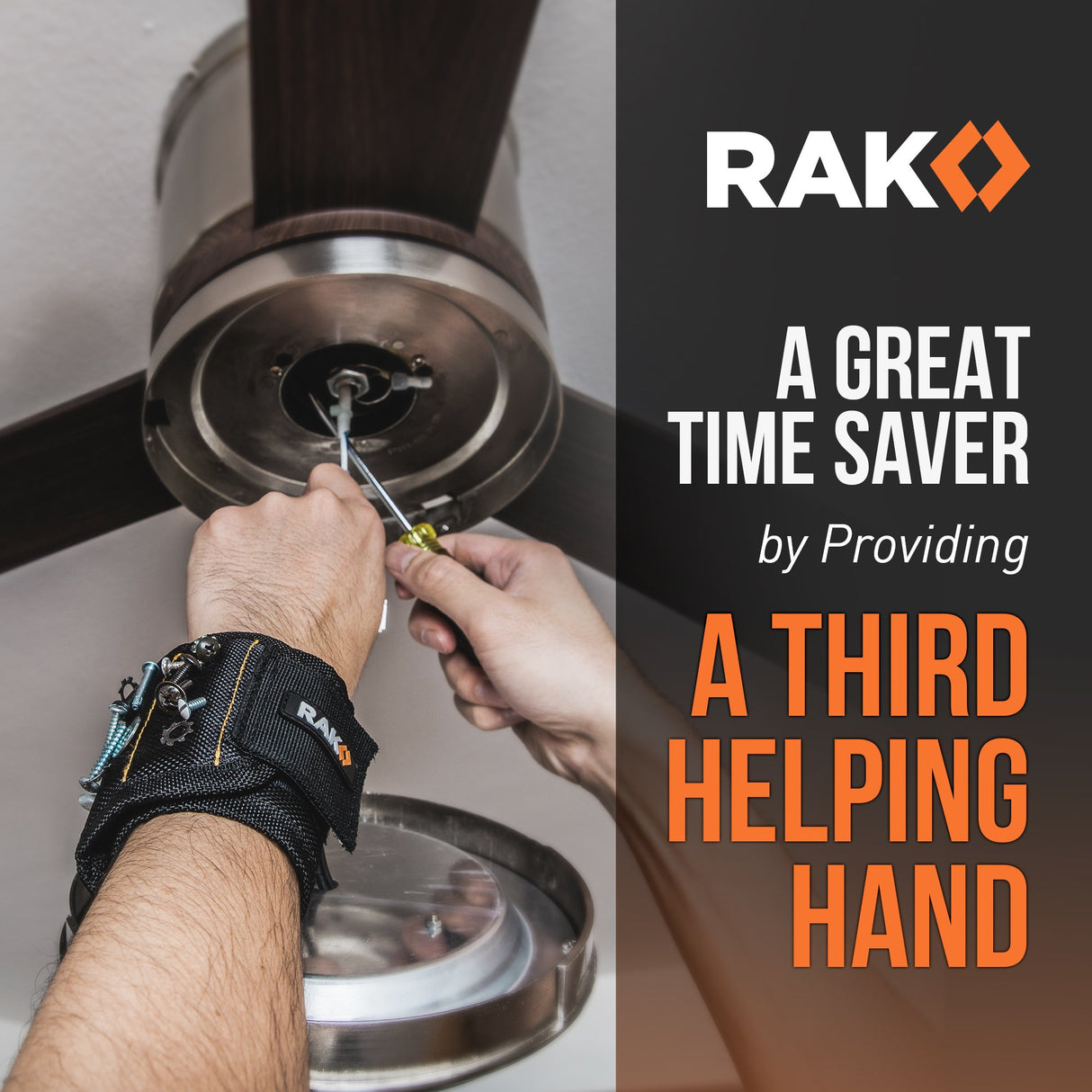 RAK Magnetic Wristband for Holding Screws, Nails and Drill Bits for Men - Made from Premium Ballistic Nylon with Lightweight Powerful Magnets - RAK