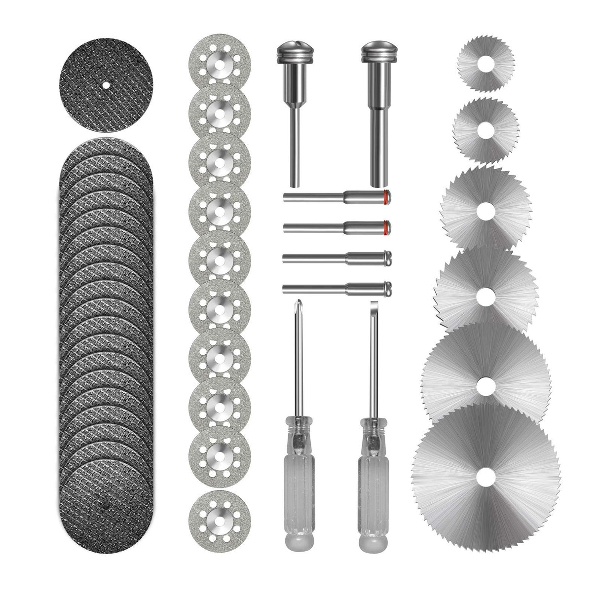 Kuenuilr Cutting Wheel Set Compatible with Plastic 36pcs for Rotary Tool, HSS Circular Saw Blades 6pcs, Resin Cutting Discs 20pcs, 545 Diamond Kuenuilr
