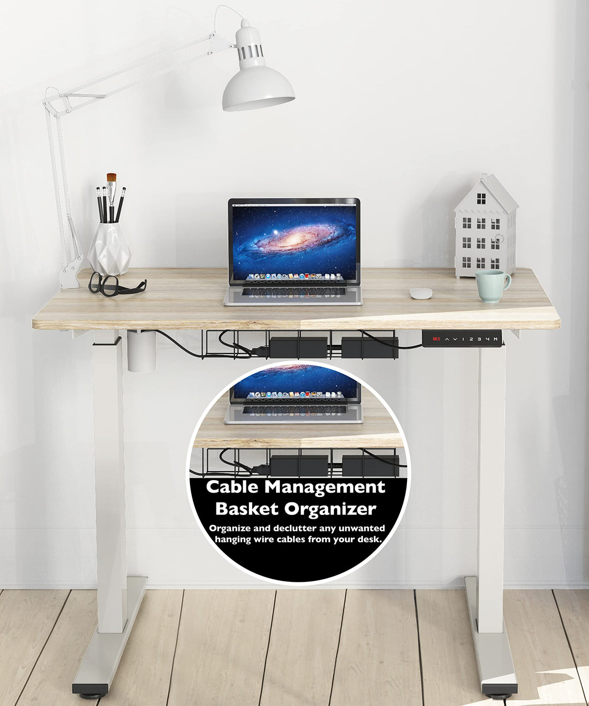 SHW Memory Preset Electric Height Adjustable Standing Desk, 40 x 24 Inches, Maple SHW