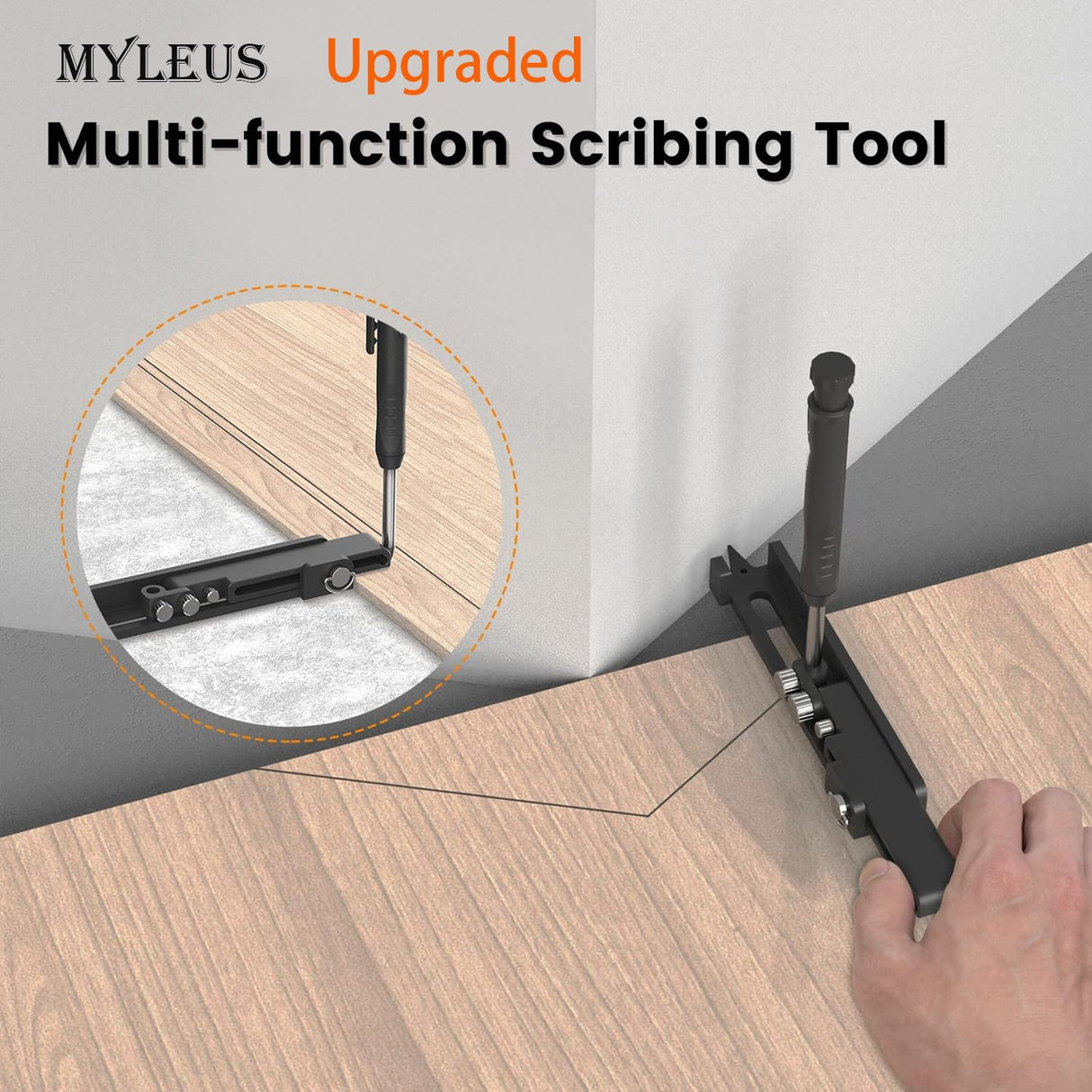 MYLEUS Multi-function Scribing Tool Upgraded - Construction Pencil- Aluminum Alloy Scribe Tool with Deep Hole Pencil,DIY Woodworking Scribe Gauge MYLEUS