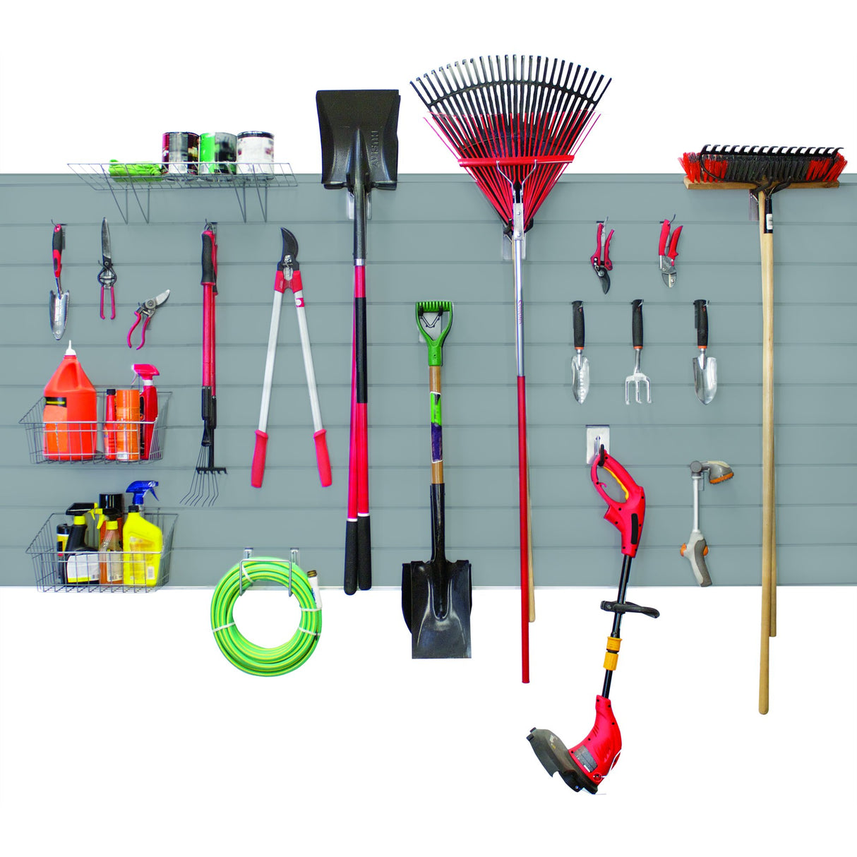 Proslat 88107 Heavy Duty PVC Slatwall Garage Organizer, 8-Feet by 4-Feet Section, 10 Panels, Light Grey PROSLAT