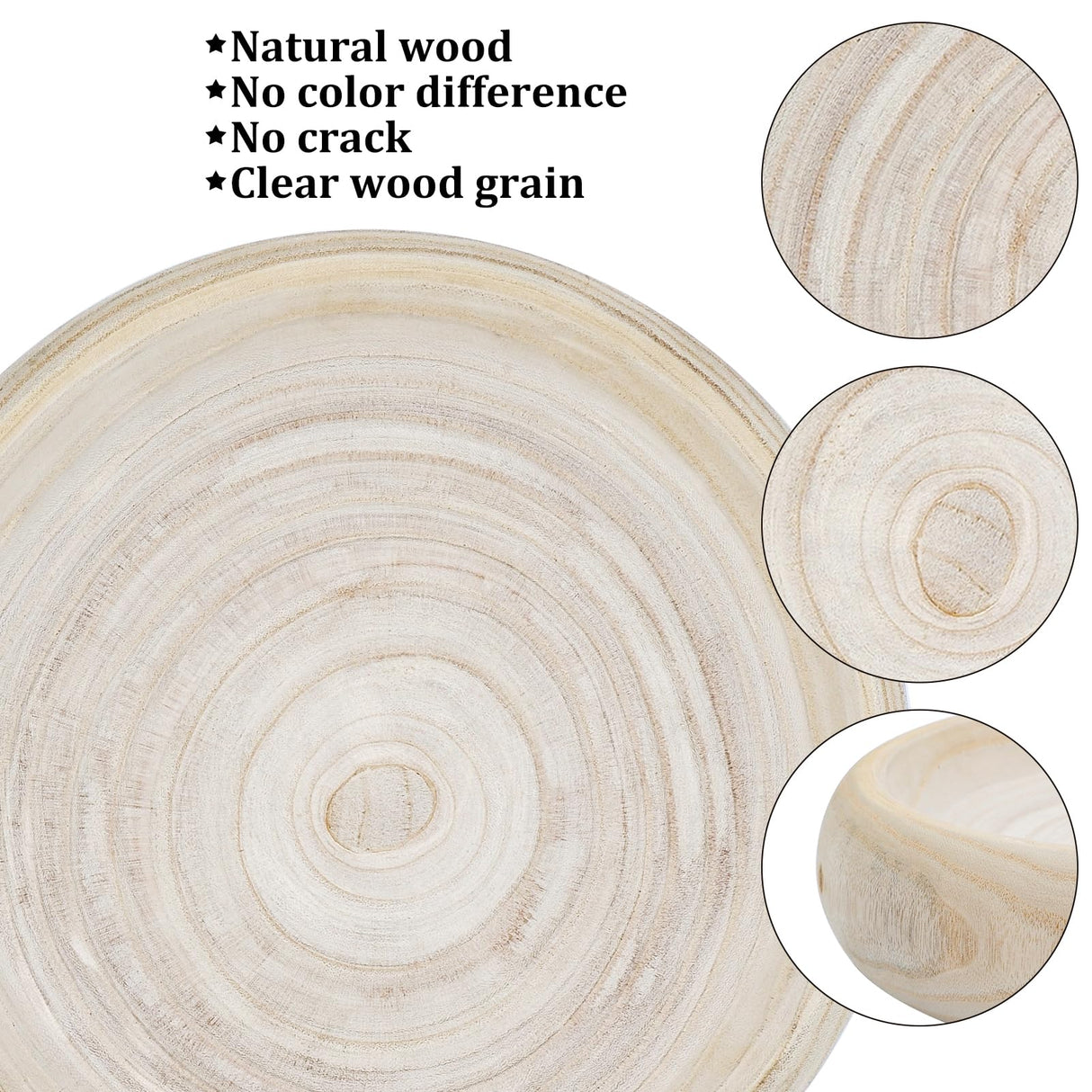 SAMGUYUE Wooden Bowls Round Decorative Paulownia Wood Centerpiece Bowls for Home Decor Natural Fruit Bowl for Coffee Table Key Tray for Entryway Moss SAMGUYUE