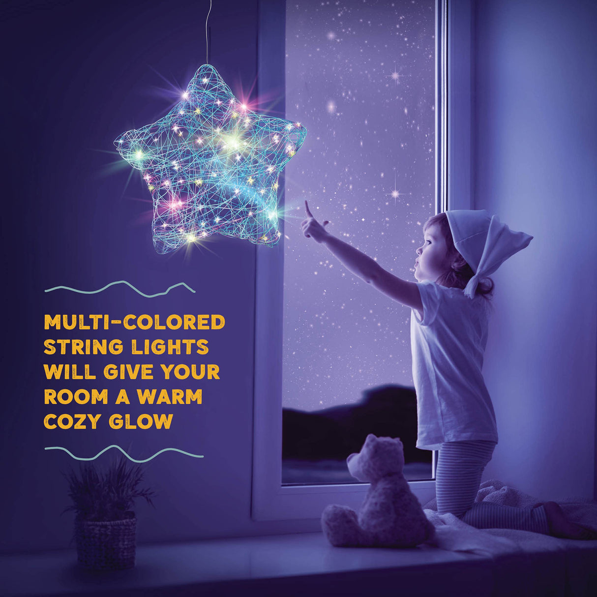 3D String Art Kit for Kids - Makes a Light-Up Star Lantern with 20 Multi-Colored LED Bulbs - Kids Gifts - Crafts for Girls and Boys Ages 8-12 - DIY Dan&Darci