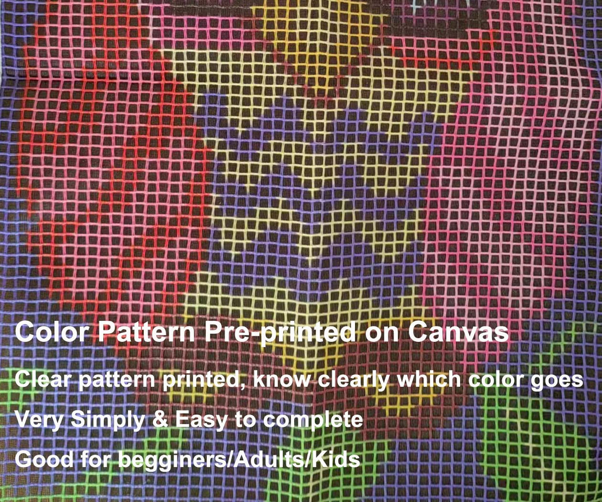 YOOTOM Latch Hook Rug Kit, Latch Hook Carpet Set, DIY Handmade Crochet Carpet Knotted Cushion Yarn Needlework Tapestry 3D Crafts, Color Pattern YOOTOM