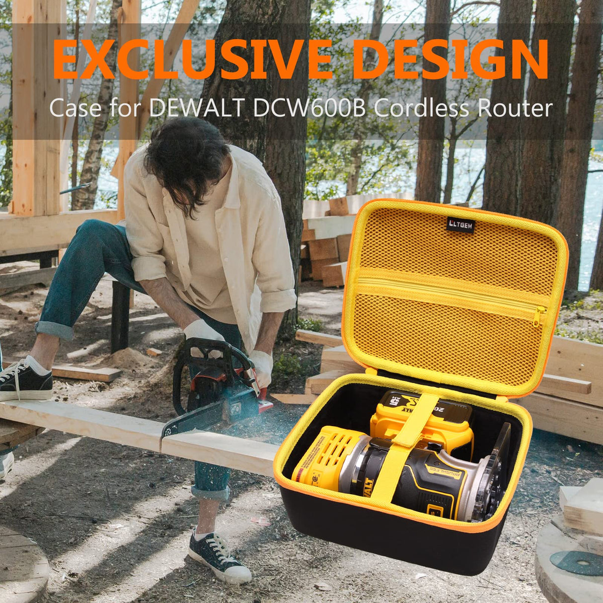LTGEM Hard Case for DEWALT DCW600B 20V Max XR Cordless Router & DEWALT DWP611 Router - Travel Protective Carrying Storage Bag L LTGEM