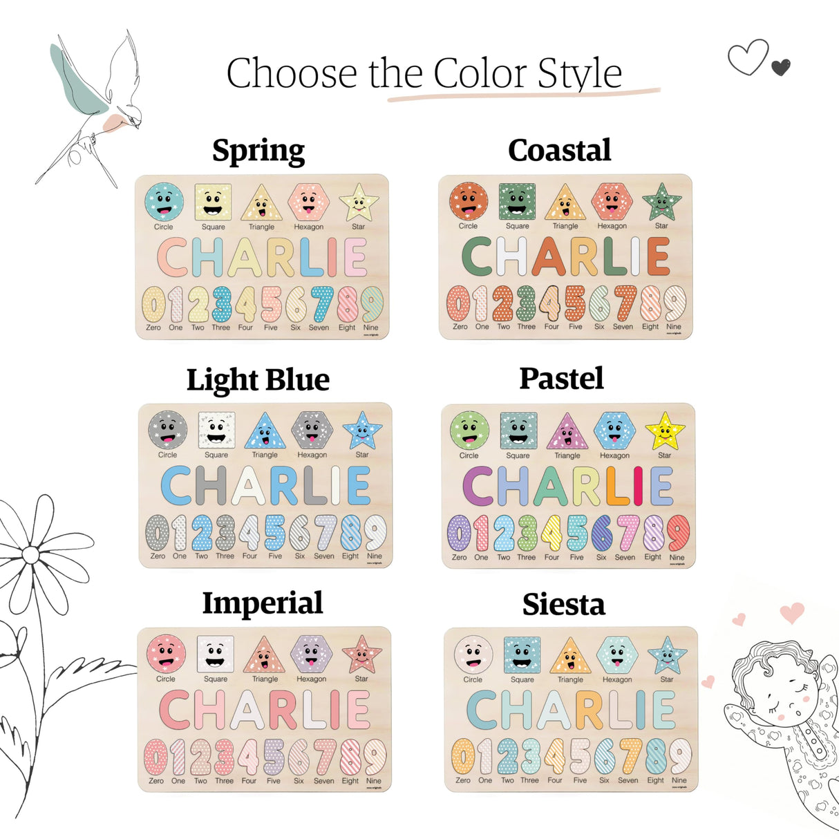 Boy and Girl Personalized Birthday Gift, Custom Handmade Name Puzzle with Animals, Gift for Kids, Christmas Gifts, Unique New Baby Gift Zuzu Puzzle