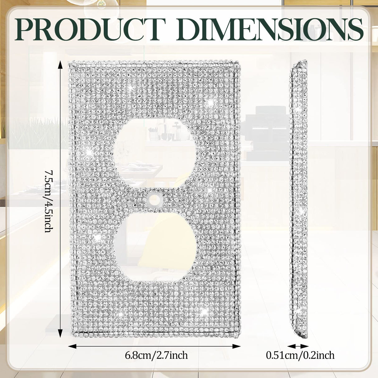 Kathfly 10 Pcs Silver Shiny Wall Plate Rhinestones Outlet Covers Decorative Bling Socket Covers for Outlets Glitter Wall Socket Cover for Room Home Kathfly