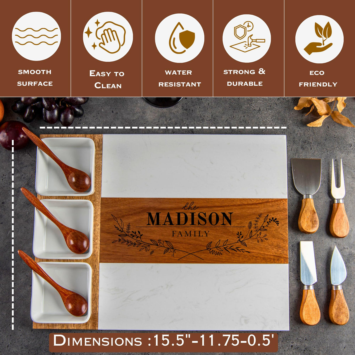 Personalized Charcuterie Board - Large Cheese Board for Wedding and Anniversary Gifts for Women. Perfect Wedding, Christmas, New home and Bridal craft corner house