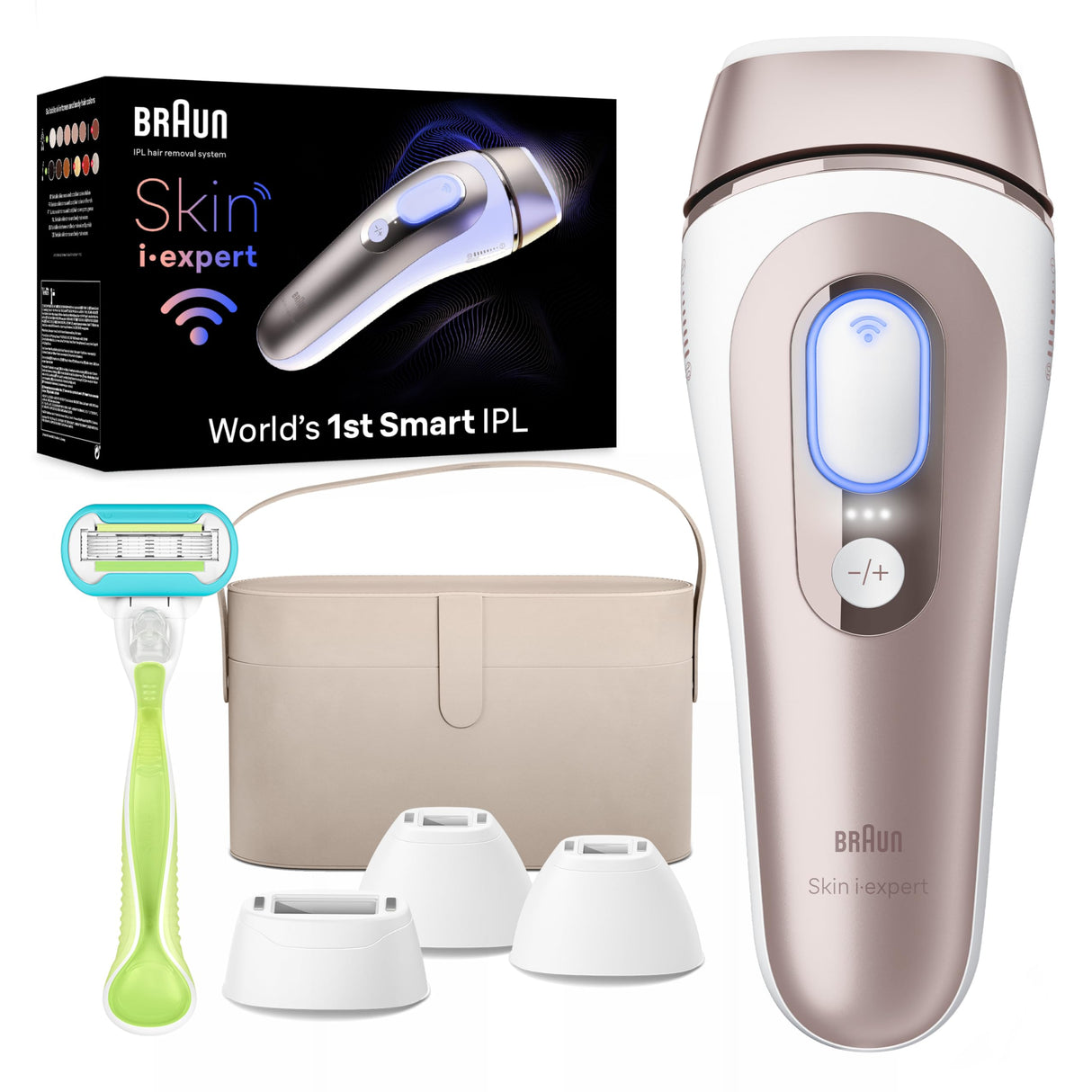 Braun IPL Long-lasting Laser Hair Removal Device for Women & Men, Skin i·Expert, at Home Hair Removal, w/ Free App, Vanity Case, Venus Razor, 4 Smart Braun