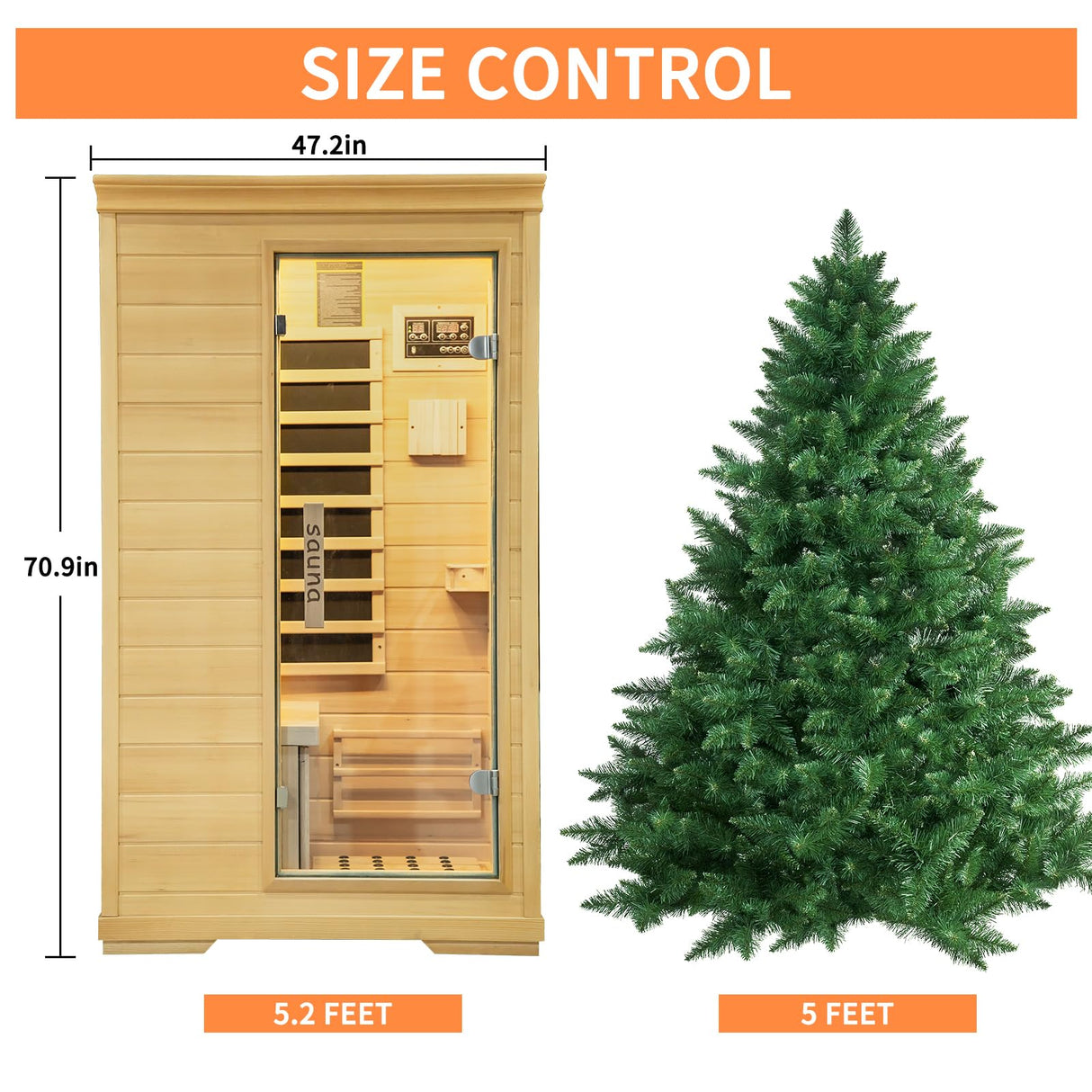 Zugoni 1 Person Mini Far Infrared Sauna Room, Wood Side-Opening Indoor Sauna Low EMF 5 Heating Panels 1050W Infrared Therapy for Personal Wooden Dry Zugoni