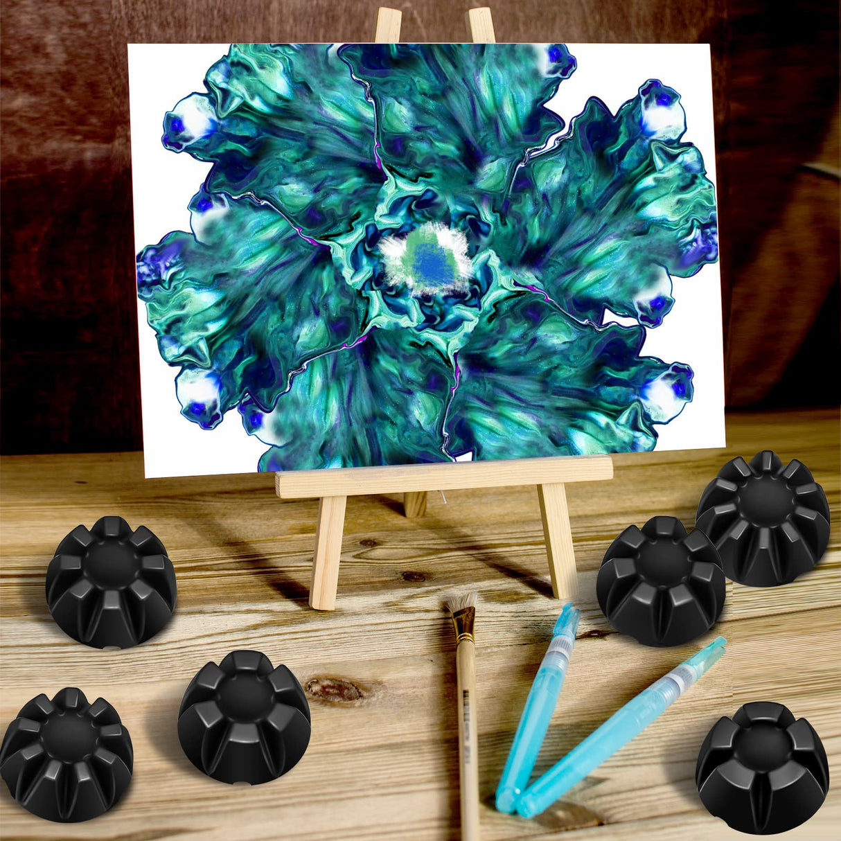 6 Pieces Flower Pour Cup for Paint Pouring 6/7/8/9/10 Slot Acrylic Paint Tools Fluid Painting Supplies Flower Strainer for DIY Pouring Paint and Vesici