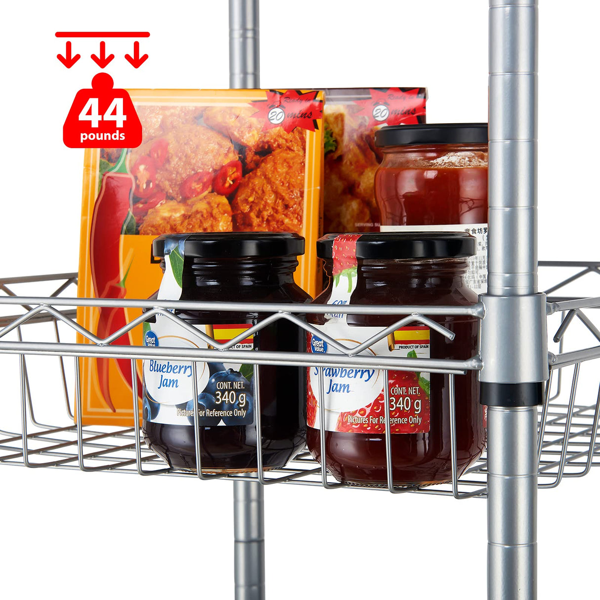 SINGAYE 6 Tier Wire Shelving Unit with Baskets Storage Rack Corner Shelf Shelving Adjustable Storage Shelf, 13.4" D x 13.4" W x 62.99" H,Silver SINGAYE