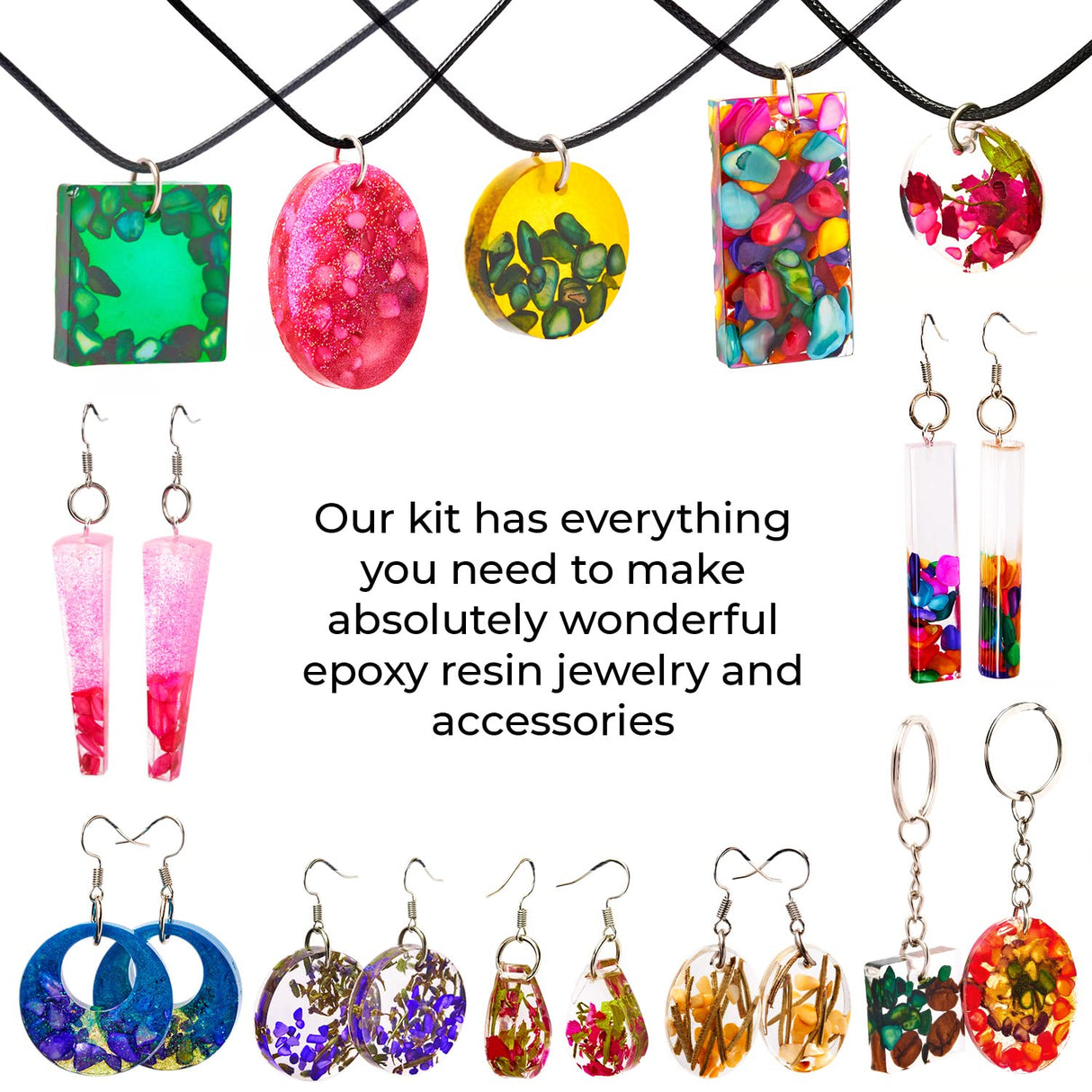 ALEXES Resin Accessories Decoration - Resin Keychain Kit - Resin Decoration Accessories Kit - Epoxy Resin Jewelry Making Supplies - Resin Earring ALEXES