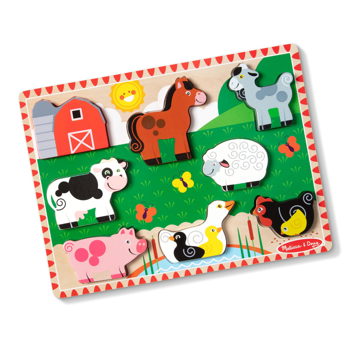 Melissa & Doug Farm Wooden Chunky Puzzle (8 pcs) - Farm Animal Toys For Kids, Wooden Puzzles For Toddlers Ages 2+ - FSC-Certified Materials Melissa & Doug