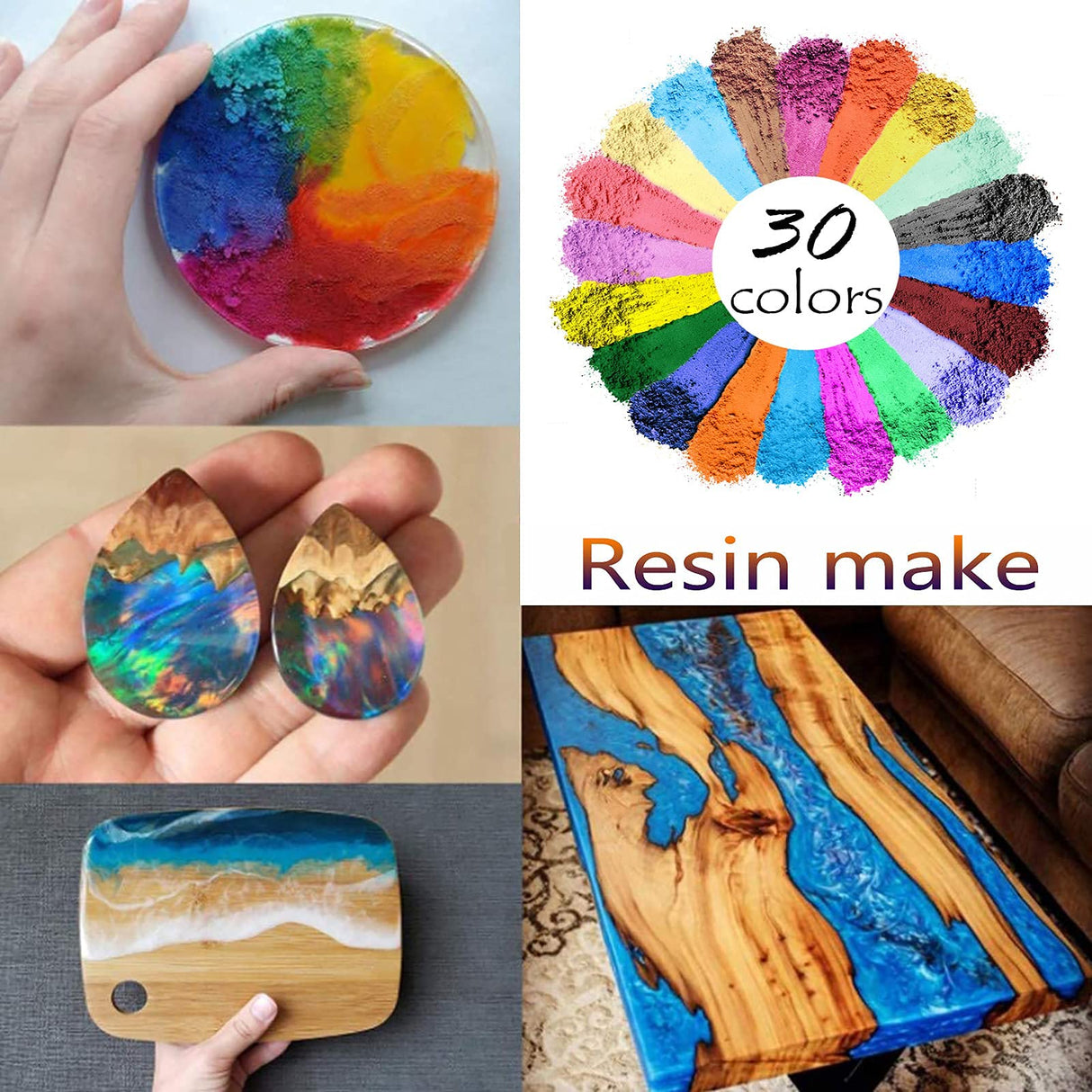 Mica Powder, 30 Color Pigment, Natural Cosmetic Grade Shimmer Mica Powder for Epoxy Resin/Bath Bombs/Candle/Soap/Lip Gloss/Slime.Soap Making Dye (30 NTWJNJY