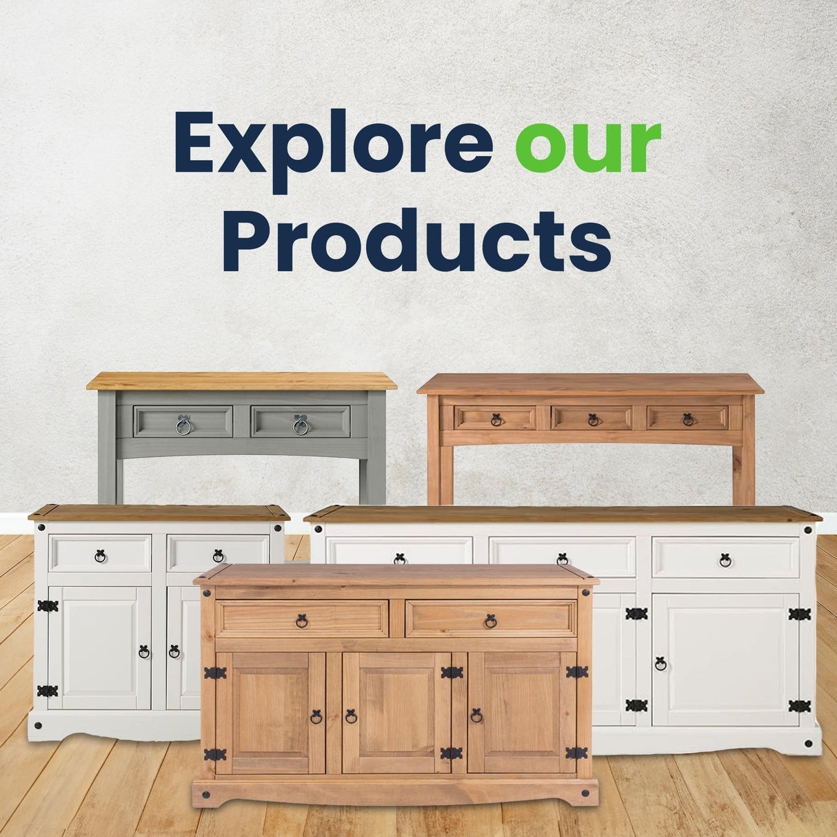 Furniture Dash Solid Wood Sideboard Buffet 65.9" W, 16.9" D, 31.6" H - Wooden Storage Cabinet, Cupboard Console Table, Ideal for Living Room, Kitchen Furniture Dash