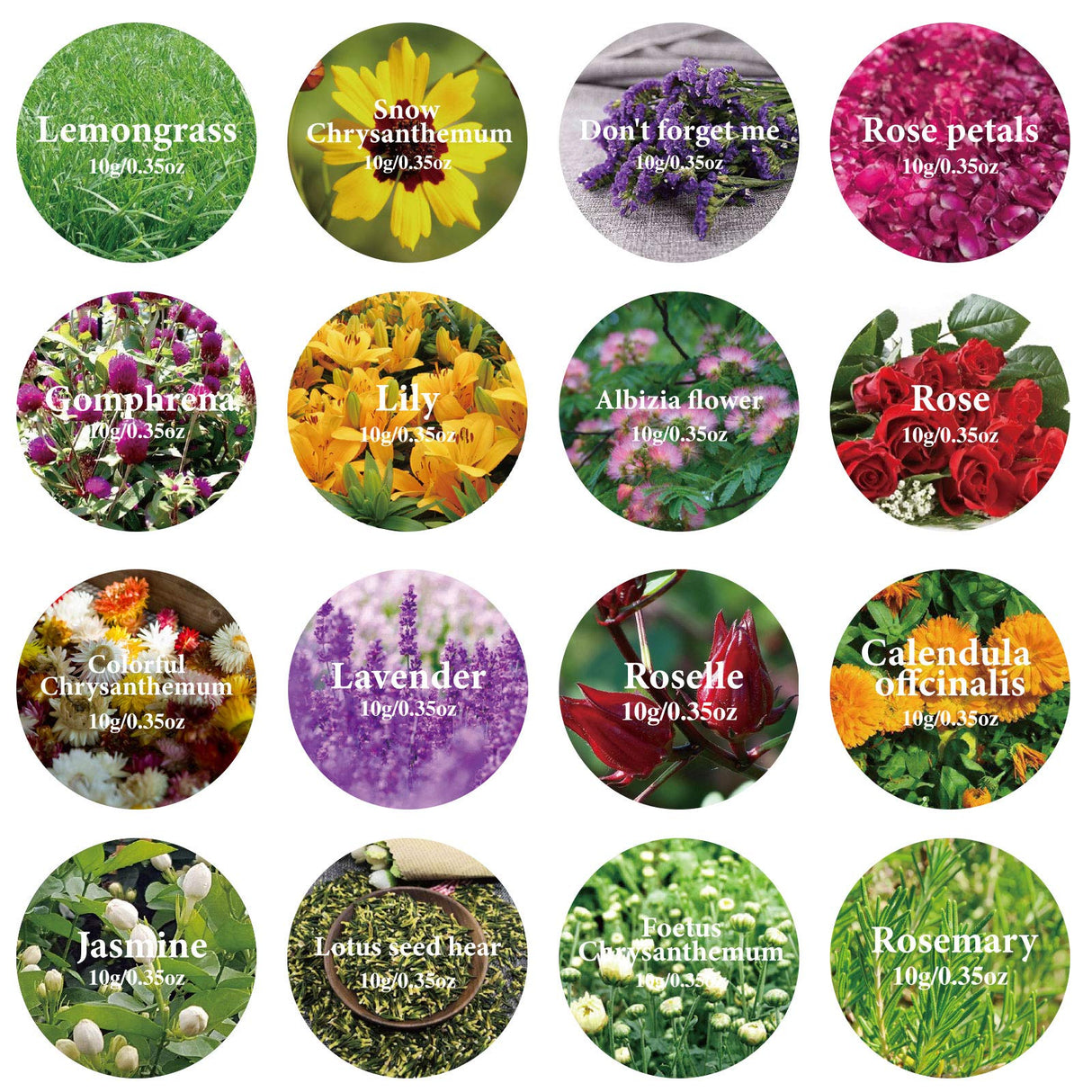 16 Bags Dried Flowers,100% Natural Dried Flowers Herbs Kit for Soap Making, DIY Candle Making,Bath - Include Rose Petals,Lavender,Don't Forget SACATR